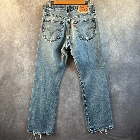 🔺SOLD🔺Vintage Levis 517 Mens Size 32 x 32 Bootcut Denim Jeans Pants Blue Worn - Picture 7 of 12